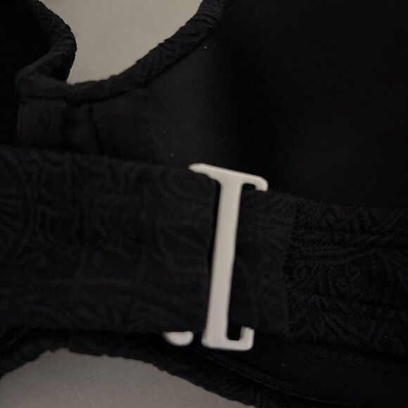 Lands End Black Paisley Textured Twist Underwire Bikini Top Women's Size 4 Swim - Picture 9 of 12